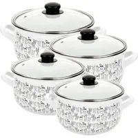 Topfset Kochtopfset Pfannenset Töpfe 8 tlg Emailletöpfe mit Deckel