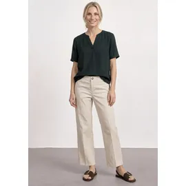 STREET ONE Kurzarmbluse Unifarbe mit Split Neck grün 38