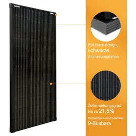 EnjoySolar Enjoy solar, Solarpanel, Monokristallines Solarmodul 100W 12V (FULL BLACK)
