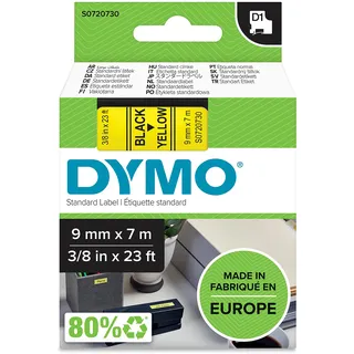 Dymo Original D1-Etikettenband | schwarz auf gelb | 9 mm x 7 m