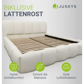 Juskys Polsterbett Catania 180 x 200 cm Creme inkl. Matratze