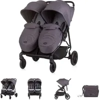 Chipolino Zwillingskinderwagen Top Stars, 77 cm breit, Wickeltasche, Fußsack