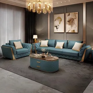 Sofagarnitur 3+2+1 Sitzer Wohnlandschaft Sofa Couch Polster Garnitur Sofas Leder