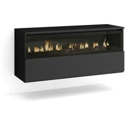 SKRAUT HOME Elektrokamin LED, Realistischer Flammeneffekt, 102x45x35cm, 1 Öffnung, 1 Tür, Elektrokamin, Hängend, zum Aufhängen, Farbe Schwarz - 81_4