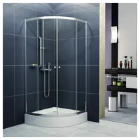 KOLMAN Komplettdusche Vitoria Halbrund Duschkabine mit Duschwanne, BxT: 80x80 cm, Sicherheitsglas, 180 cm, Transparentes Glas, Ablaufgarnitur Gratis 80 cm x 80 cm