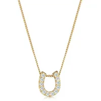 Elli DIAMONDS Silberkette »Halskette Hufeisen Diamant (0.18 ct.) 585 Gelbgold«, weiß