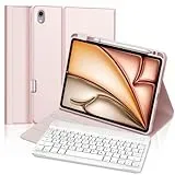 FOGARI iPad Air 11 Tastatur (M2) | iPad Air 5 Hülle mit Tastatur |iPad Air 4 Tastatur Hülle - Deutsches Tastatur Magnetische Bluetooth Abnehmbar für iPad Air 6 11 Zoll/iPad Air 5/Air 4, Roségold