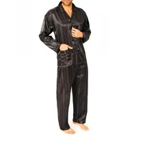 normann Satin Pyjama lang Schattenstreifen Anthrazit 48