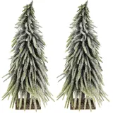 Flair Flower Kunsttanne Mini-Christbaum 30 cm Weiß, Kunstschnee, Stand, Winter, Weihnachten