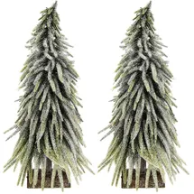 Flair Flower Kunsttanne Mini-Christbaum 30 cm Weiß, Kunstschnee, Stand, Winter, Weihnachten