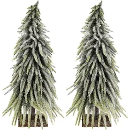 Flair Flower Kunsttanne Mini-Christbaum 30 cm Weiß, Kunstschnee, Stand, Winter, Weihnachten