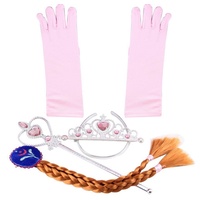 Katara Prinzessin-Kostüm Eiskönigin Elsa Handschuhe oder Diadem Bundle, Karneval braun|rosa