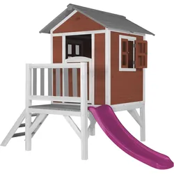 AXI Beach Lodge XL Kinderspielhaus Rot,Violette Rutsche aus FSC-Holz violett One Size