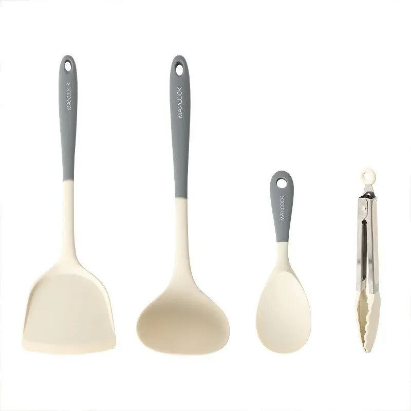 Maxcook Silikon-Küchengeschirr, Spatel, Löffel, Lebensmittelhalter – 4er-Set