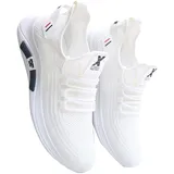 Laufschuhe für Herren, weiches Netzgewebe, rutschfest, Joggen, Badminton, Tennis, Turnschuhe, gepolstert, dick, leicht, atmungsaktiv, Herren-Sport- und Outdoor-Schuhe, weiß, 42 2/3 EU - 43 EU