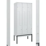 C+P Z-Spind Classic PLUS, Gestell, 6 Abteile, HxBxT 212x90x50cm, Zylinderschloss, Hellgrau/Hellgrau von PROREGAL