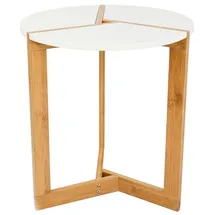 Dune Design Nordic Style Beistelltisch 40 x 45 cm Holz Tisch Rund Couchtisch Nachttisch Weiß