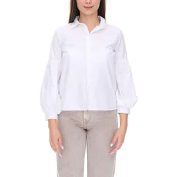 COURSE Damen Sommer-Bluse mit Perlen Langarm-Shirt 901879 Weiß - 36