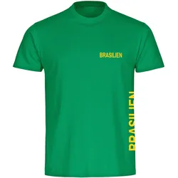 multifanshop Kinder T-Shirt - Brasilien - Brust & Seite - Druck gelb - Kind