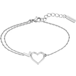 Armband LACOSTE "Schmuck Edelstahl Armband Fantasiekette VOLTE", silber (edelstahlfarben), Armbänder, Damen, Edelstahl