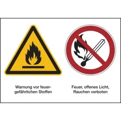 Kombischild, Feuergefährliche Stoffe, 148 x 210 mm - 210x148x1.5 mm Kunststoff