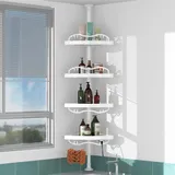 Duschablage ohne Bohren, 137-289cm 4-Stufige Verstellbare Teleskop Duschregal Ecke, Shampoo Halterung für Dusche und Badewanne, Bad Küche Eckregal/Weiß