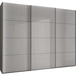Schwebetürenschrank WIEMANN "Kos", grau (havanna, dekor, glas kieselgrau), B:246,3cm H:217cm T:67cm, Holzwerkstoff, Glas, Schränke, mit Schattenfuge