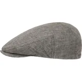 Stetson Woodfield Linen Flat Cap Leinenmütze Herren Schirmmütze mit UV-Schutz Herringbone Frühjahr Sommer anthrazit 63 cm - 63