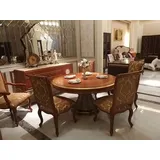 Klassischer Rundtisch Barock Rokoko Esstisch Design Luxus Esszimmer Tische Tisch - Braun