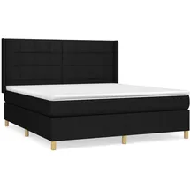 vidaXL Boxspringbett mit Matratze Schwarz 160x200 cm Stoff - Schwarz