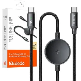 Mcdodo CA-4170, 2-fach Ladekabel für USB-C / Samsung Galaxy Watch, 60W, 1,5m, schwarz