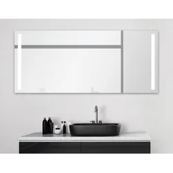 Badspiegel TALOS "Talos Light", silber (silber matt), Spiegel, 160x 70 cm, Design Lichtspiegel