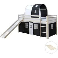 Homestyle4u Hochbett Weiß, Holz, Kinder- & Jugendzimmer, Kindermöbel, Kinderbetten, Hochbetten