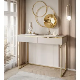 lookway Schminktisch AURORA GOLD KASCHMIR auf einem goldenen Gestell ohne Spiegel
