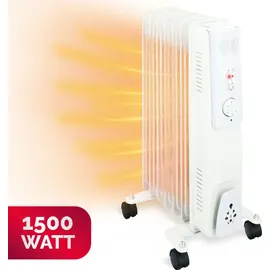Alpina Ölradiator 1500W – Elektro Heizkörper mit Thermostat – Radiator Heizung Elektrisch – Mobiler Radiator Elektrisch mit Rollen – Komp... – Weiß