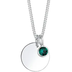 Elli Plättchen Geburtsstein Kristalle 925 Silber Ketten   Damen 