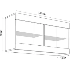 komodee Hängende Vitrine Tivoli 100 x 29 x 50 cm Schwarz