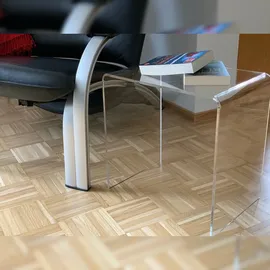 Wonido Hochwertiger Acryl-Glas Beistelltisch/Nachttisch, weiß glänzend, B44 x cm, H cm, Acryl-Glas-Stärke 8 mm