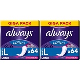 Always Dailies Protect Slipeinlagen Damen, Long (64 Binden) Gigapack, mit frischem Duft, atmungsaktiv, flexibel (Packung mit 2)