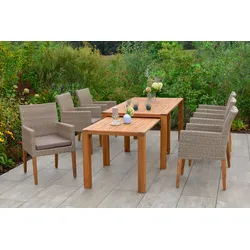 MERXX Garten-Essgruppe »Ranzano«, (Set, 13 tlg.), 6 Sessel inkl. Sitzkissen, Ausziehtisch MERXX natur + natur + natur