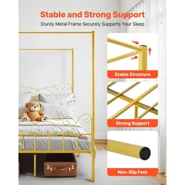 Vevor Himmelbett 160 x 200 cm Gold