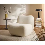 DELIFE Cocktailsessel Zena, Bouclé Weiß 75x85 cm Loungesessel weiß