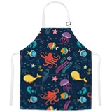 TRYTUTRY Ocean Kinderschürze mit verstellbarem Riemen, niedliche Kinderschürze mit Tasche für Kleinkinder, zum Kochen, Malen, Backen, Künstler, Meer, Kleinkind - Kleinkind