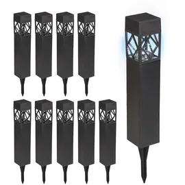 Relaxdays Solarlampen 10er Set, kaltweiß, wasserdicht, Dämmerungssensor, LED Solarleuchte, HxBxT: 41 x 6 x 6 cm, schwarz