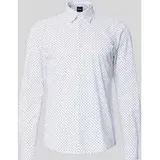 Boss Slim Fit Freizeithemd mit Allover-Muster Blau M