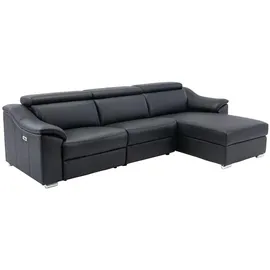 vente-unique Ecksofa Relaxsofa elektrisch - Oberleder - Schwarz - Ecke rechts - PEDRERA