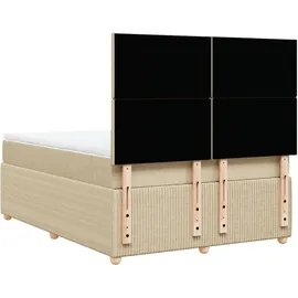 vidaXL Boxspringbett mit Matratze Creme 140x200 cm Stoff