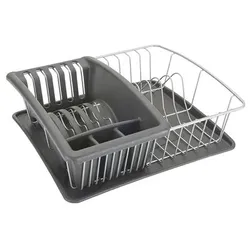 Metaltex Geschirrabtropfer mit Tablett und Abtropfschale AQUATEX 31x37x13 cm