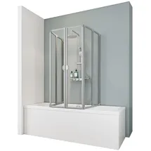 Schulte Home Schulte Duschabtrennung faltbar für Badewanne 70-80 cm, Sicherheitsglas ESG Klar hell, Profilfarbe: Alu Natur - Grau