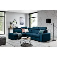Fun Möbel Ecksofa Ecksofa Schlafsofa NOLAN inkl. USB-Anschluss, inkl. Bettkasten, Kopfteil verstellbar, Rundumbezug, inkl. USB-Anschluss blau